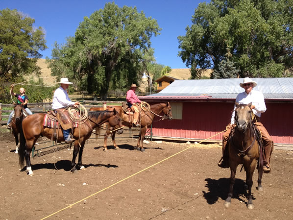 Ed on horse during roping clinic